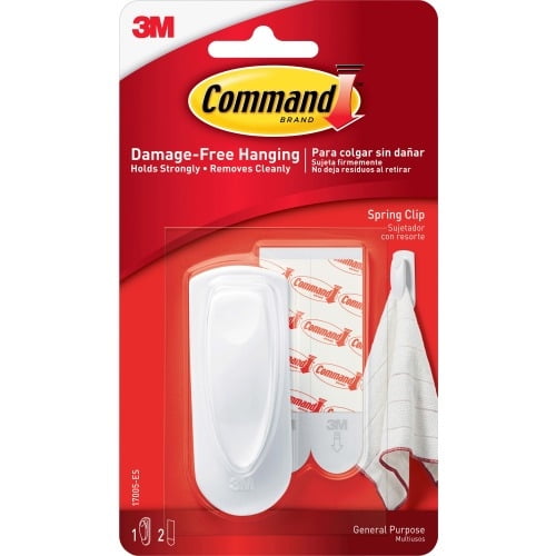 Command Spring Clip 8 oz (226.8 g) Capacity - Plastic - White - 1 Pack