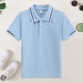 thumbnail image 2 of mgoYE Boys Short Sleeve Polo Shirt, Mock Neck Button-Down T-Shirt for 3-16Y, Summer Casual Cotton Tee for Daily Wear(Light Blue,6-7 Years), 2 of 7
