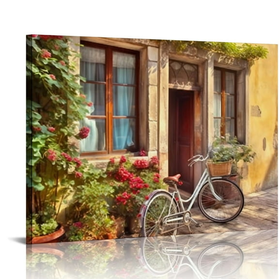 COMIO  Mediterranean Canvas Wall Art Prints Vintage Italy Village Landscape Modern Colorful Painting for Bedroom Living Room Bathroom Home Decoration