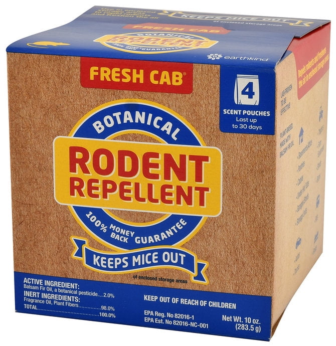 Earth Kind Fresh Cab Natural Botanical Rodent Repellent, Mouse Pouch (1 Box, 4 Pouches)