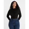 thumbnail image 2 of Scenario Women's Shirred Mock Neck Top with Long Sleeves, Sizes XS-XXXL, 2 of 6