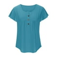 thumbnail image 7 of Ltctricy Women's Tunic Tops Crew Neck Half Button Pleated Short Sleeve Babydoll T Shirts Loose Casual Tee Blouses, 7 of 7