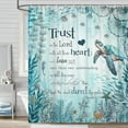 thumbnail image 2 of Beach Sea Turtle Bible Verse Shower Curtain, Cool Turtle on Blue Teal Coastal Nautical Theme Shower Curtain for Bathroom, Underwater Animal Fish Seashell Jellyfish Shower Curtain with Hooks, 70X75IN, 2 of 5