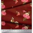 thumbnail image 3 of Soimoi Cotton Duck Fabric Leaves & Begonia Floral Print Fabric by The Yard 56 Inch Wide, 3 of 3