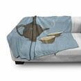 thumbnail image 3 of Tea Soft Flannel Fleece Throw Blanket, Kettle with Cups Beverage Teatime Morning Drink Theme Design, Cozy Plush for Indoor and Outdoor Use, 70" x 90", Dark Taupe Pale Blue, by Ambesonne, 3 of 6