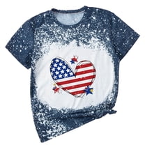 Odeerbi Independence Day Mother Daughter Matching Outfits Patriotic Shirt for Women Parent Child Summer 2025 Fashion Mother's Day Short Sleeve T-shirt Navy