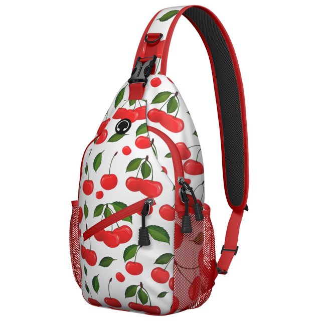 Lightweight Papaya Print Travel Sling Backpack with Abstract Tropical Fruit Pattern, Cute and Funny Cartoon Design, Durable Crossbody Bag for Outdoor Activities and Fashionable Use