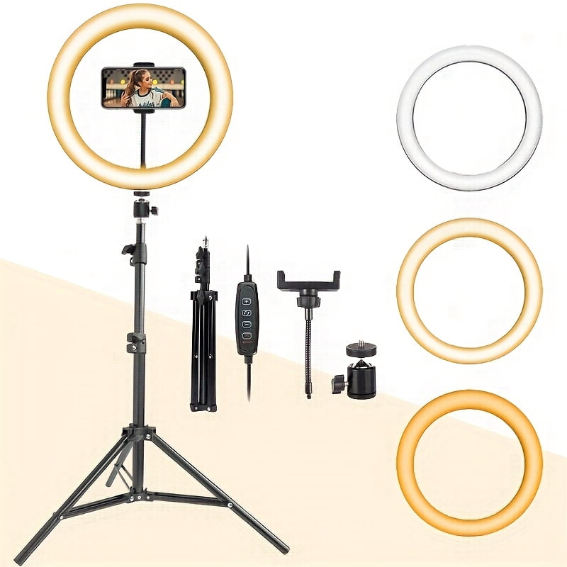 10-inch Ring Light with Stand, LED Ring Light And Phone Holder, Suitable for Smartphone Camera Photography, Live Streaming, Selfies, Studio Photo And Video Recording