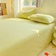thumbnail image 2 of 3-Piece Washed Cotton Bed Sheet Set - Solid Color Waffle Weave Pattern, 230x250cm (90.5x98.4 Inches) Includes 1 Flat Sheet & 2 Pillowcases, Soft Breathable Bedding for All Seasons, 2 of 6