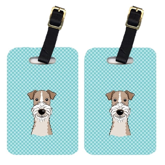 Caroline's Treasures Pair of Checkerboard Blue Wire Haired Fox Terrier Luggage Tags BB1185BT