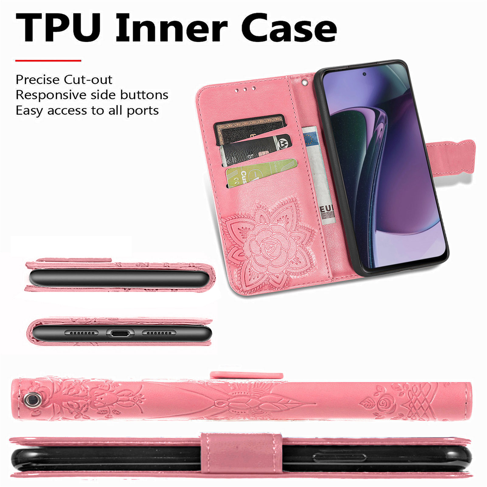 Butterfly Embossed Magnetic Flip Wallet Case For T-Mobile REVVL V+ / V+ Plus 5G