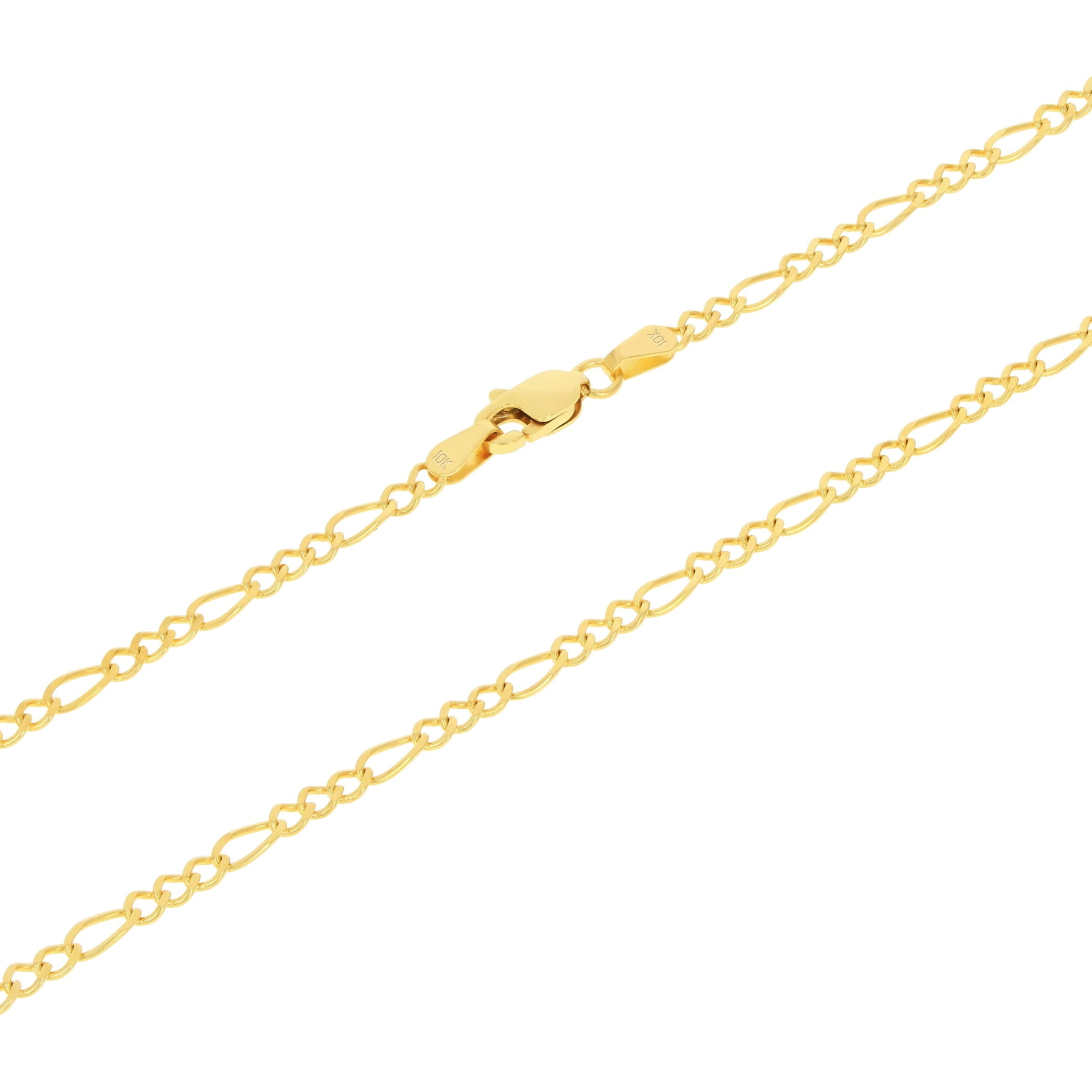Nuragold 10k Real Yellow Gold Solid Figaro Link 2.5mm Chain Bracelet (7"-9") Italian Jewelry for Men & Women