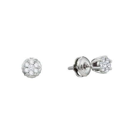 14k White Gold Diamond Small Flower Fine Back Earrings 1 6 Ctw 14k White Gold Diamond Small Flower Fine Back Earrings 1 6 Ctw