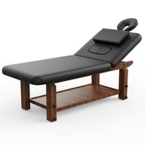 Ufurpie Adjustable Pu Leather and Wood Massage Table, 75" x 31.5", Black