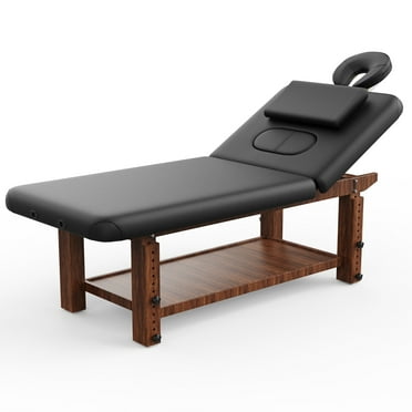 Ufurpie Adjustable Pu Leather and Wood Massage Table, 75" x 31.5", Black