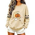 thumbnail image 3 of Uootdi Halloween Womens Sweatshirt Crew Neck Crescent Moon Pumpkin Ghost Print Pullover Tops Loose Fit Casual Outing Womens Sweatshirts for Women Gift, 3 of 8