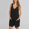 thumbnail image 7 of Hvot&aat Women's Summer Ribbed Shorts Rompers Loose Casual Sleeveless V Neck Shorts Overalls Jumpsuit with Pockets, 7 of 7