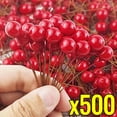 thumbnail image 2 of 500/50pcs Mini Artificial Red Berries DIY Floral Wreath Ornament Fake Berry Cherry Stamen Christmas New Year Party Home Decor, 2 of 9