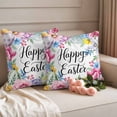 thumbnail image 2 of Happy Easter Pillow Covers 2 Pack Colorful Eggs Roses Tulips Daisy Berries Leaves Pillowcase Waterproof Outdoor Throw Pillow Cover for Patio Garden Square Cushion 16”x16”, 2 of 9