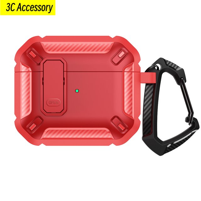 Étui pour Airpods Pro 2e Génération 2022, Étui Airpods Pro 2, Clip de Verrouillage Sécurisé, Coque de Protection Antichoc pour Airpods Pro 2, Rouge, pour Airpods Pro 2019