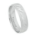 thumbnail image 2 of Men Women Titanium Wedding Band Ring 6mm White Notched Center Milgrain Edges Ring, 2 of 3