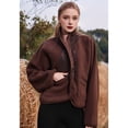 thumbnail image 4 of Womens Fuzzy Fleece Jacket Button Down Coats Casual Winter Warm Outwear with Pockets Dark Roast Coffee S, 4 of 8
