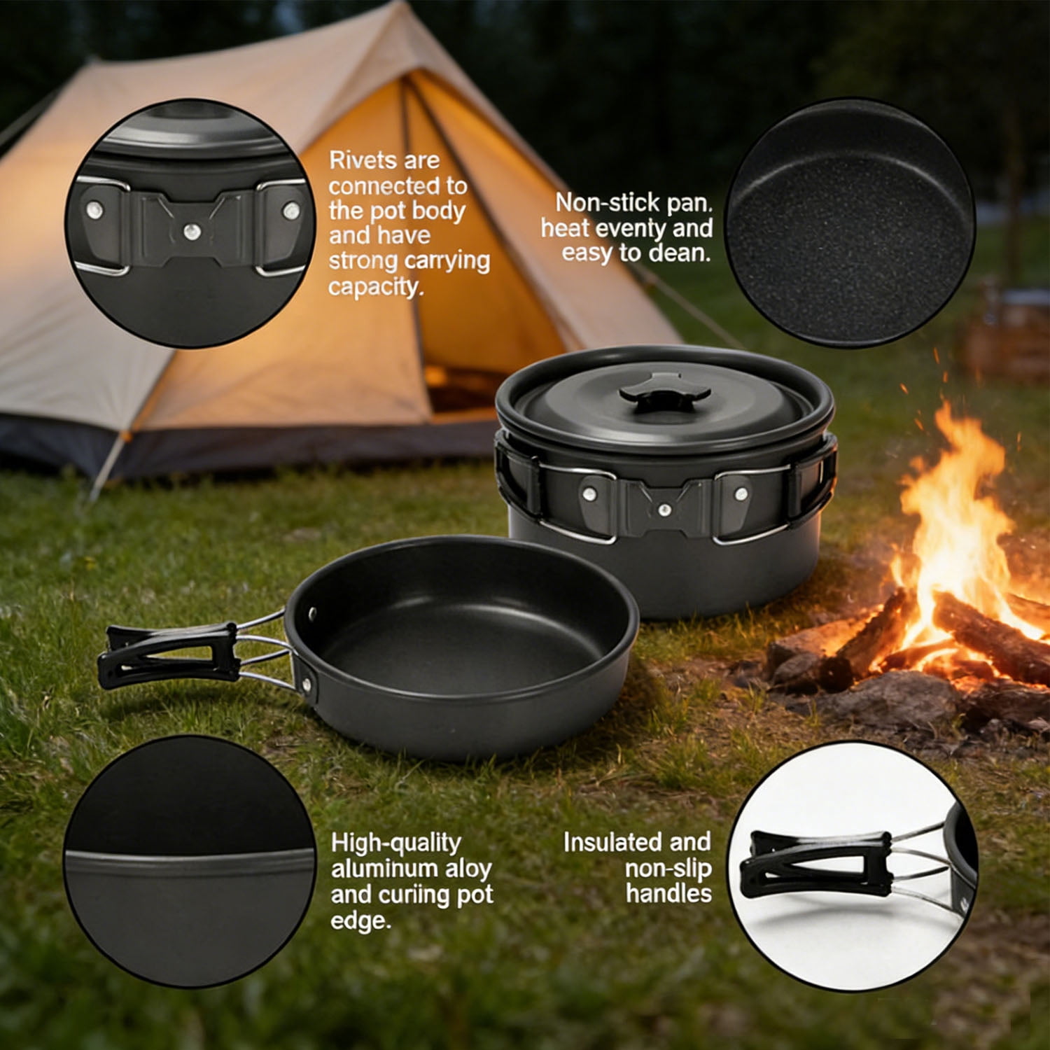 XINcc Camping Cookware Utensils Kitchen Supplies Outdoor Gear for Hiking Backpacking Car Camping Survival Kit 17pcs