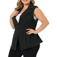thumbnail image 4 of Unique Bargains Women's Plus Size Denim Jacket Sleeveless Notched Lapel Denim Vests, 4 of 6