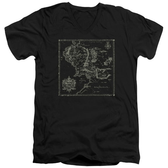 Lord Of The Rings - Map Of Me - Slim Fit V Neck Shirt - Medium