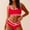 Red, variant on Bikini Women High Cut Women Bathing Suit Tummy Control Push Up High Waist Oversized Spaghetti Strap Sports Swimsuits for Women Summer Beach for Lap Swimming and Training
