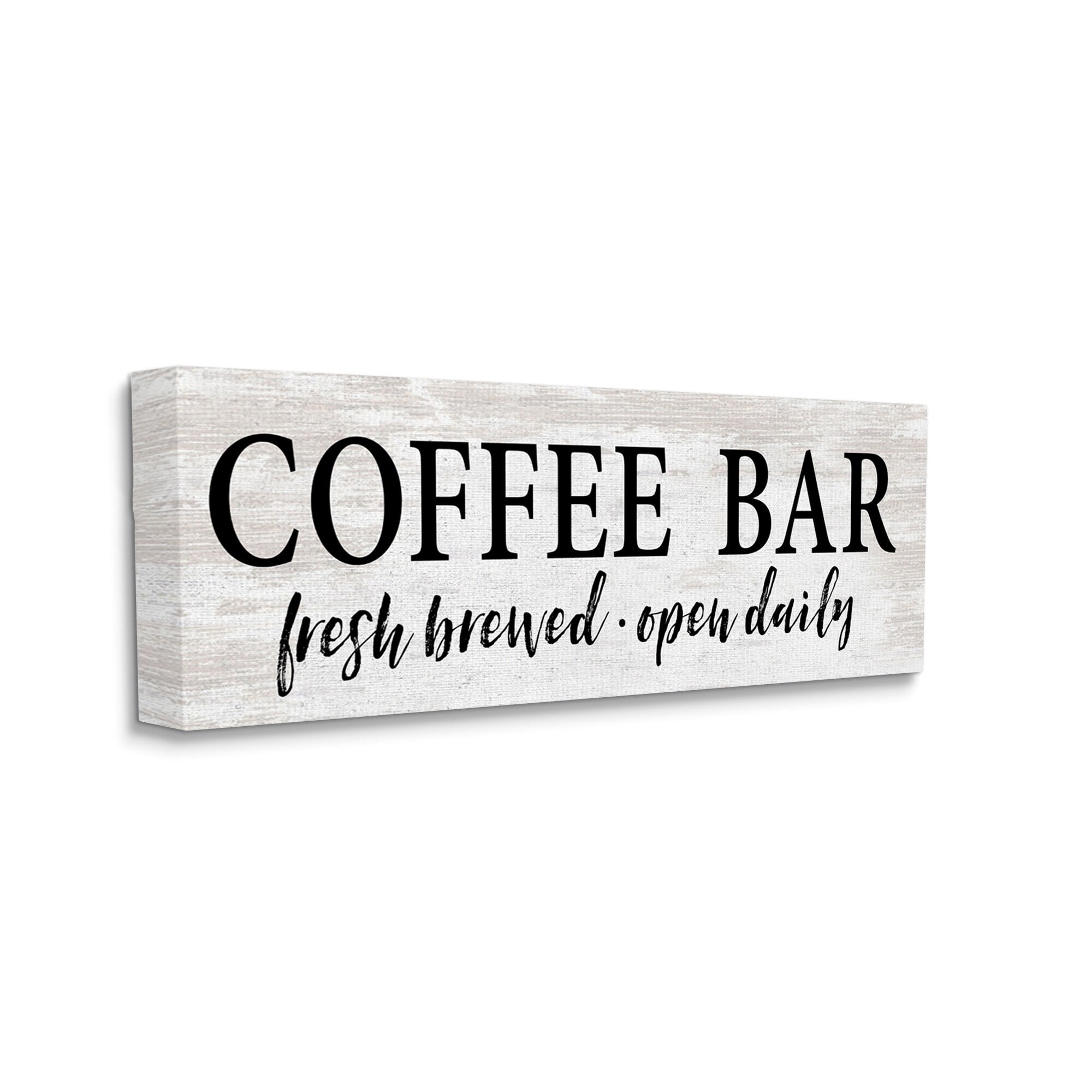 Stupell Industries Coffee Bar Open Sign Rustic Grain Pattern Graphic Art Gallery Wrapped Canvas Print Wall Art, Design by Lettered and Lined