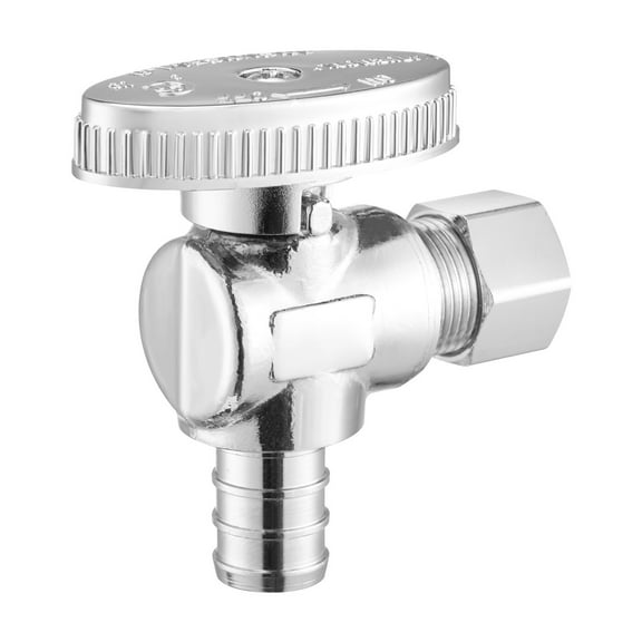 KFFKFF Set of 10 Angle Closure Valves, Water Discontinuation Valve 1/2" PEX x 3/8" OD Compression,Quarter Turn Chrome-Coated Brass Disconnection Valves for Kitchen,Bathroom,Toilet,and Shower Plumbing