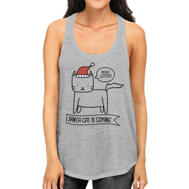 365 Printing Meowy Catmas Santa Cat Tank Top Womens