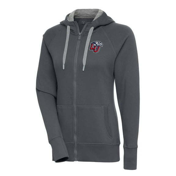 Women's Antigua Charcoal Liberty Flames Victory Full-Zip Hoodie