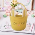 thumbnail image 3 of Cesta de conejito de Pascua con asa, adorable bolsa de golosinas vacía, organizador de almacenamiento Amarillo, 3 of 8