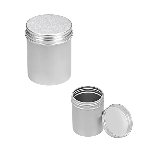 Uxcell 4.4oz Screw Top Lid Round Cans Tin Containers Aluminum for Storing Screws Beads Silver Tone 1 Pack