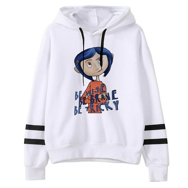 Coraline Sudaderas Con Capucha Mujeres anime Vellón Gótico hoddies Tira De Las Estética