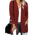 thumbnail image 1 of Fashnice Ladies Outwear Open Front Coat Long Sleeve Cardigan Sweater Loose Work Jacket Liquor S, 1 of 2