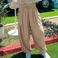 thumbnail image 5 of Tuphregyow Women's Cotton Linen Baggy Pants Clearance Wide Leg Casual Loose with Pockets Pants Trendy New Style High Waist Loose Wrap Pants Drawstring Outdoor Solid Khaki XXXL, 5 of 8