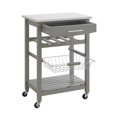 thumbnail image 3 of Linon Clarke 4-Tier Mobile Serving Cart with Stainless Steel Top, 22.75" Length, Gray, 3 of 5