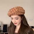 thumbnail image 5 of Women's Plaid Beret Hat, Wool Blend Vintage England Retro Painter Cap, Tartan Artist Hat for Daily Casual Wear, School, and Fashion Gift Khaki, 5 of 5