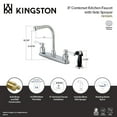 thumbnail image 5 of Kingston FB751DPL Paris Two-Handle 4-Hole 8" Centerset Kitchen Faucet with Side Sprayer in Polished Chrome, 5 of 5