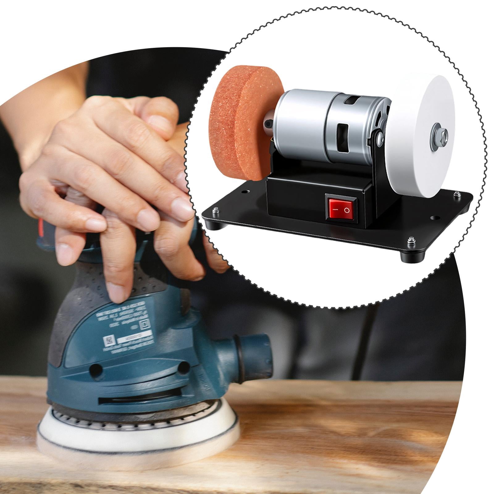 Miulika Mini Bench Grind Professional Electric Sharpener Benchtop Sander Multifunction Grinding Machine Metal Body Suitable for Desktop Work Crafting