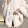 thumbnail image 7 of Women's Plush Cardigan Faux Fur Comfy Soft Cloak Shawl Wraps Winter Poncho Oversized Cape For Evening Party (Free Size, White), 7 of 7