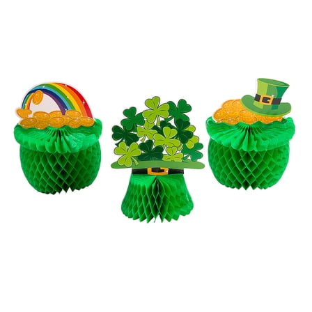 St. Patrick’s Day Honeycomb Centerpieces, Party Decor, St. Patrick's Day, 3 Pieces