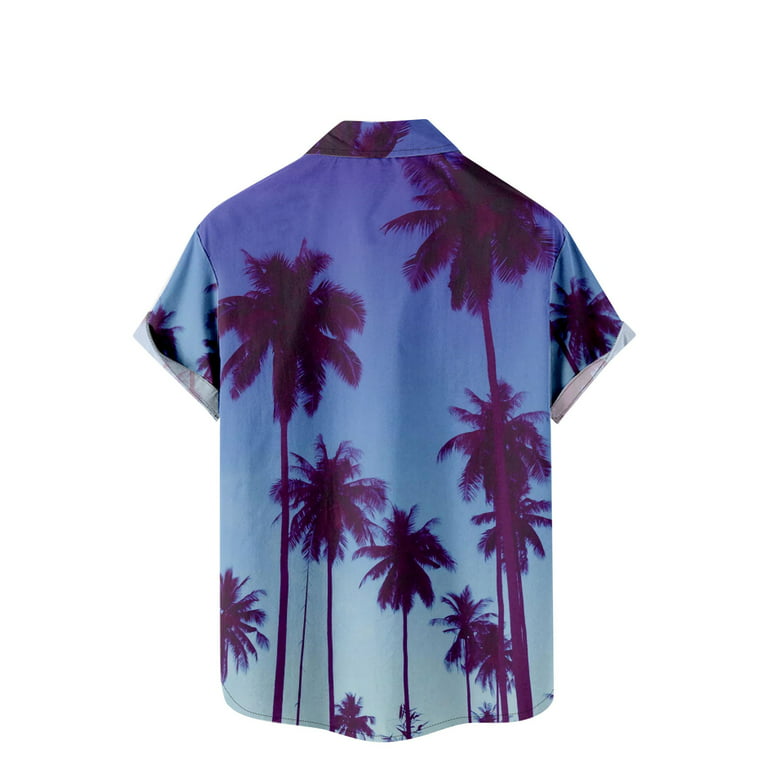 ZCFZJW Men's 4 Way Stretch Hawaiian Shirt Tropical Beach Shirts Casual  Short Sleeve Button Down Graphic T-Shirts Summer Big and Tall Tops Blue XXL
