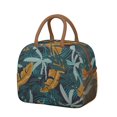 thumbnail image 1 of Botanical Hawaiian Lunch Bag – Aloha Tropical Plant and Palm Leaf Pattern, Insulated Portable Cooler Tote, 1 of 3