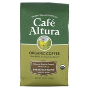 Cafe Altura Organic Coffee, Breakfast Blend, Whole Bean, Medium Roast, 10 oz (283 g)