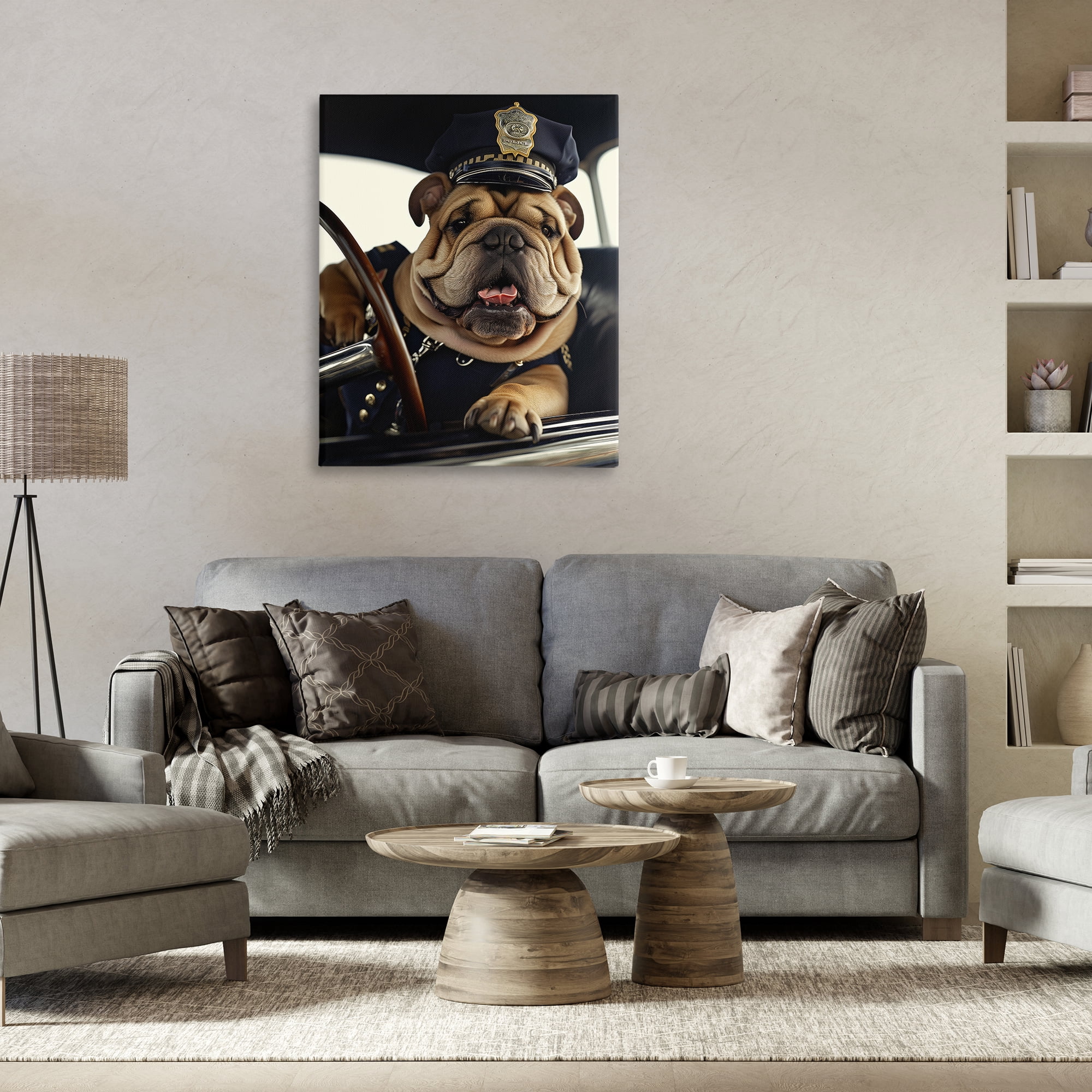 Stupell Industries Police Dog in Car Animals & Insects Painting Gallery Wrapped Canvas Art Print Wall Art, 30 x 40