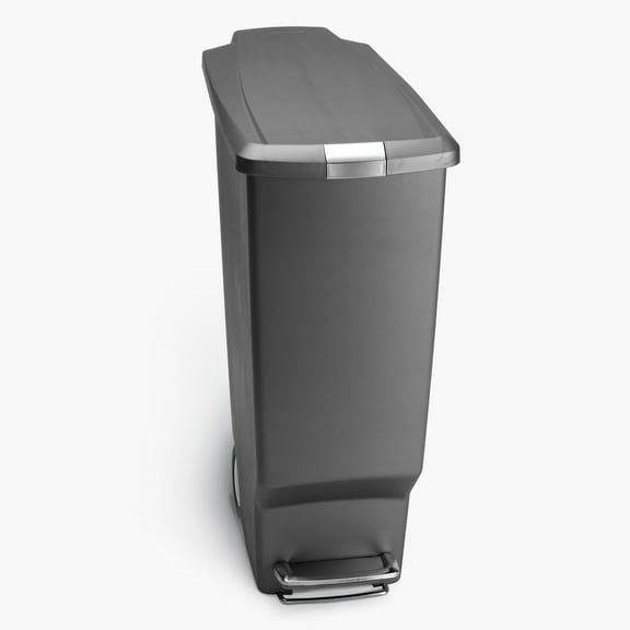 simplehuman Kitchen Trash Can, 10.6 Gallon Plastic Step Garbage Bin with Secure Slide Lock Lid, Gray